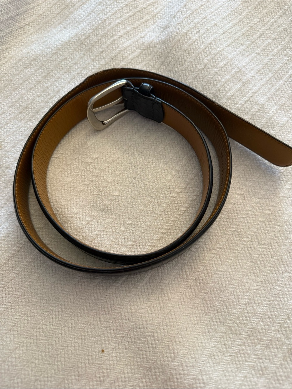 Ralph Lauren Reversible Black and Brown Leather Belt with Silver Buckle